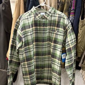 Columbia Olive and Black Plaid Men's Shirt